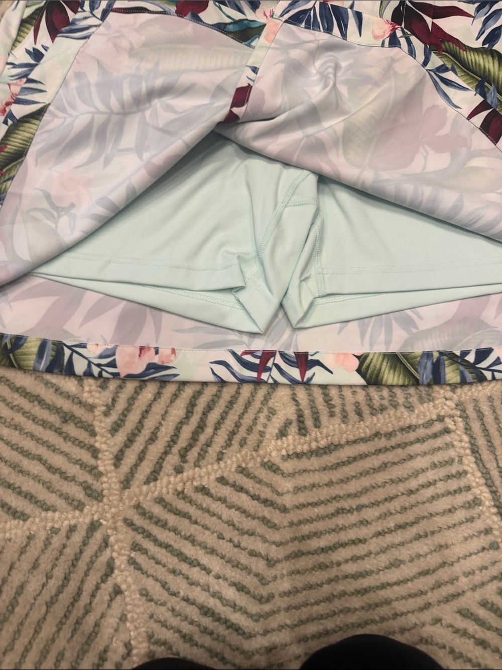 Lady Hagen Tropical Floral Skort in Mint, Navy & Burgundy - Picture 3 of 5